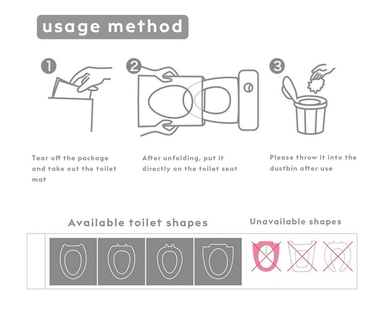 EGV-50 Pieces Disposable Plastic Toilet Seat Cover Waterproof, WC Cushion Toilet Cushion for Baby Pregnant Mom, Independent Packaging Suitable for Travel - Image 5